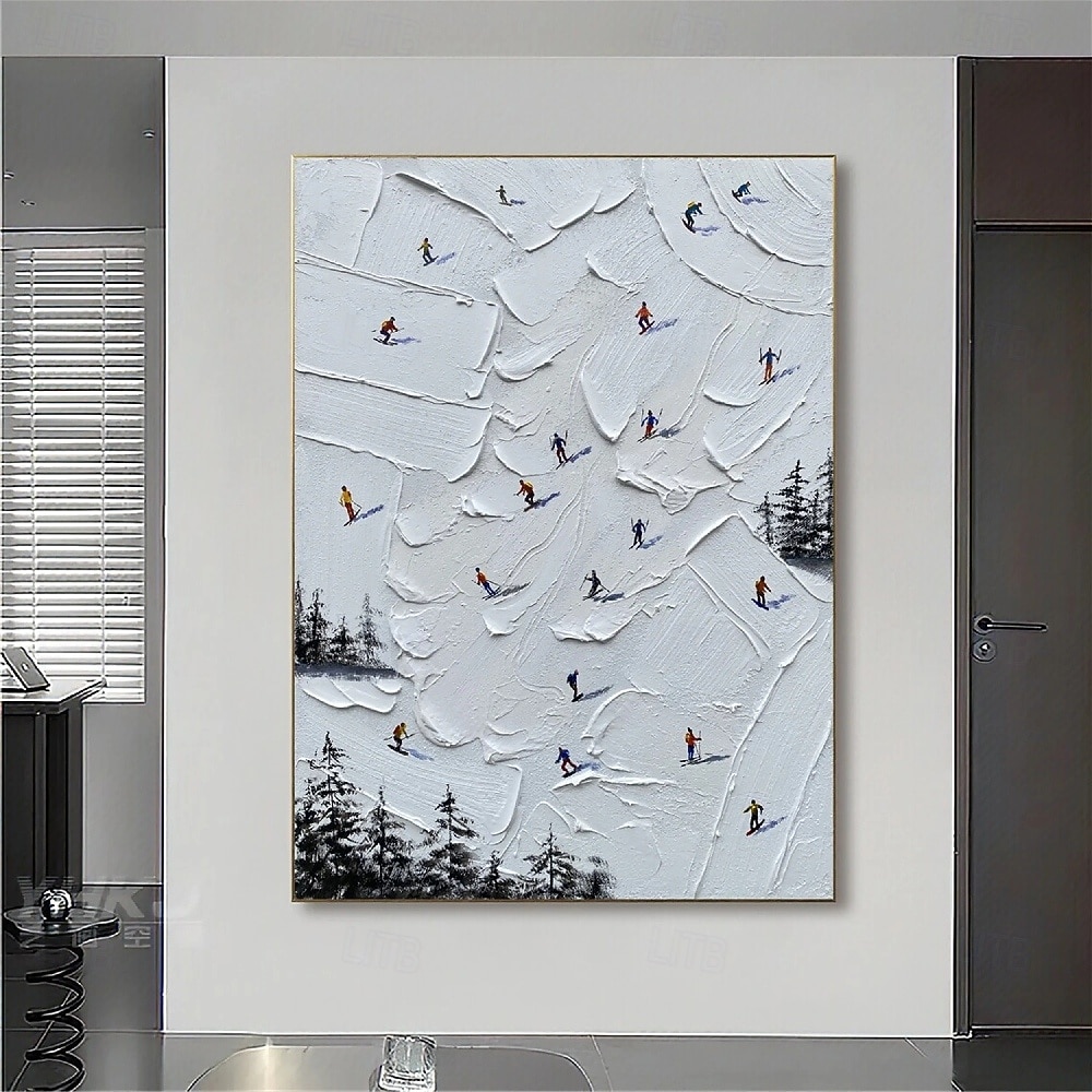 handgemachtes Skisport Leinwandgemälde handgemalt Winter Dekor Struktur Wandkunst personalisiertes Geschenk Skifahrer auf schneebedeckten Bergen Kunst Malerei weißer Schnee Skifahren Kunst Dekor 2026 - $101.99 –P5