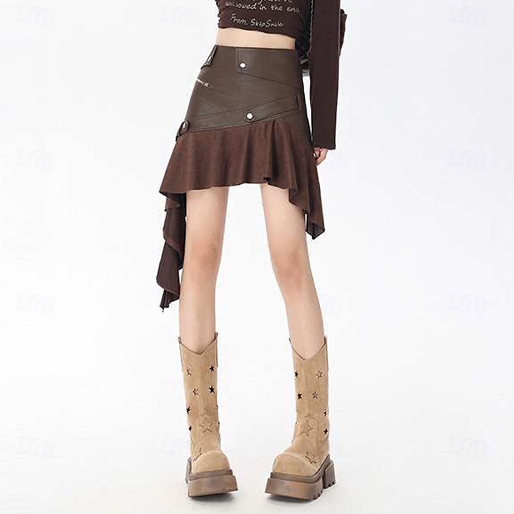 Retro Vintage Medieval Steampunk Mini Skirt Pirate Ruffle Asymmetric Hem Women's Halloween Carnival Casual Daily Ren Faire Adults' Skirt 2025 - $45.99 –P5