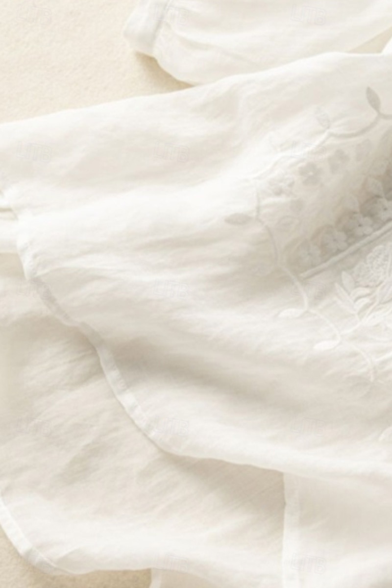 Damen Hemd Bluse Kunstbaumwollleinen Netz Einfach Modern Halbarm Rundhalsausschnitt Normale Oberteile Täglich Ferien Ausgehen Blau Weiß Gelb Purpur Khaki Sommer 2026 - $8.49 –P5