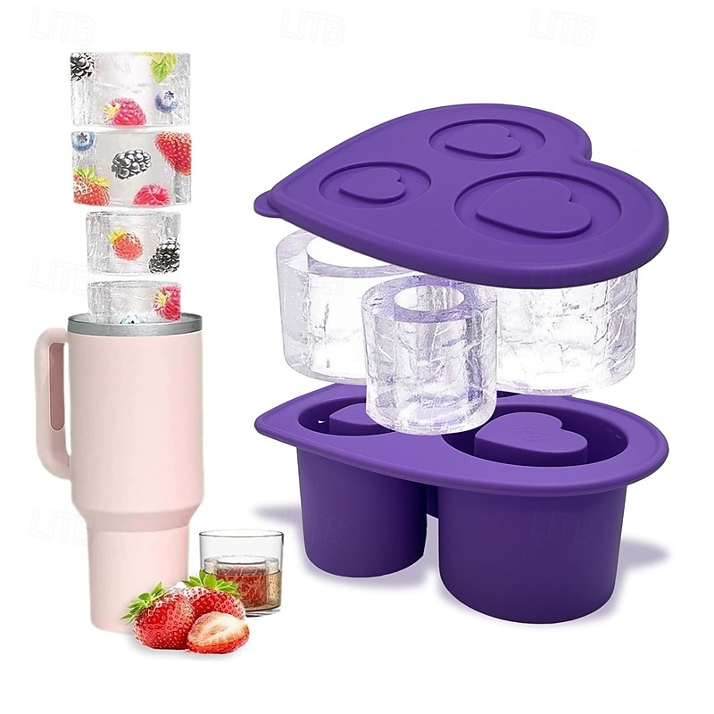 قوالب مكعبات الثلج على شكل قلب مجوف من السيليكون مع أغطية 2025 - $26.99 –P2