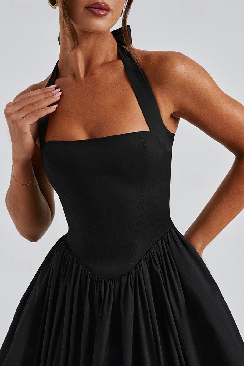 Pentru femei Rochii Midi Rochie albă Rochie de absolvire Modă Modern Zi de Naștere Concediu Absolvire Fit regulat Simplu Fără manșon Gâtul halter Negru Alb Roșu-aprins Vară 2025 - $32.99 –P14
