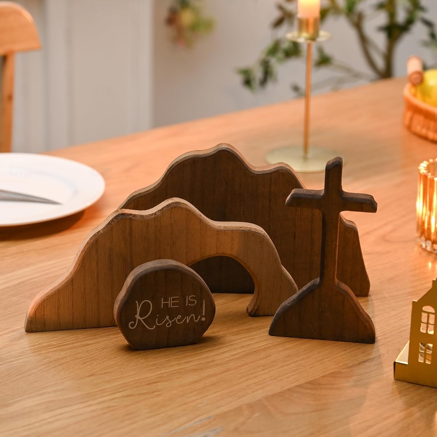 Empty Tomb Easter Scene and Cross Decoration, Wood Easter Resurrection Scene for Tiered Tray, Jesus Nativity Scene Decor for Religious Decorations, Home Office Tabletop, Shelf Decor 2025 - $18.99 –P12