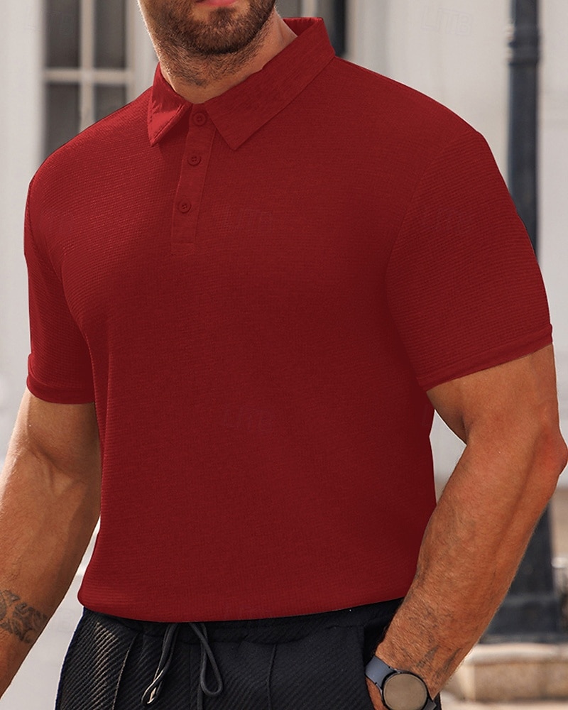 Herren Poloshirts zum Suchbegriff: "Waffel" Golfhemd Arbeit Casual Kargen Kurzarm Basic Modern Glatt Knopf Sommer Frühling Regular Fit Schwarz Weiß Gelb Rote Hellgrau Hellblau Poloshirts zum 2025 - $16.49 –P12