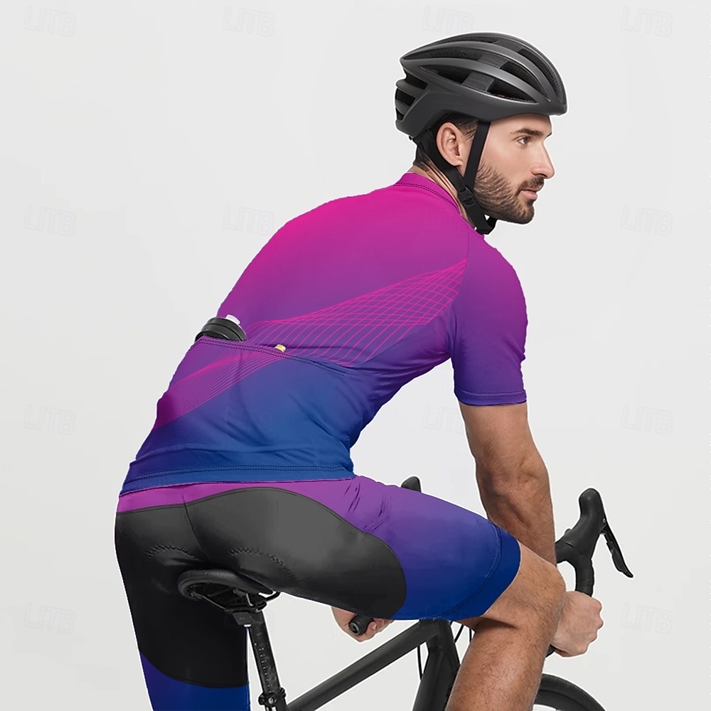 Męskie Koszulka rowerowa Krótki rękaw Rower Tee Tshirt Dżersej z 3 tylnymi kieszeniami Kolarstwo górskie Oddychający Szybkie wysychanie Anatomiczny kształt Odprowadzające wilgoć Burgundowy Granatowy 2025 - $28.99 –P4