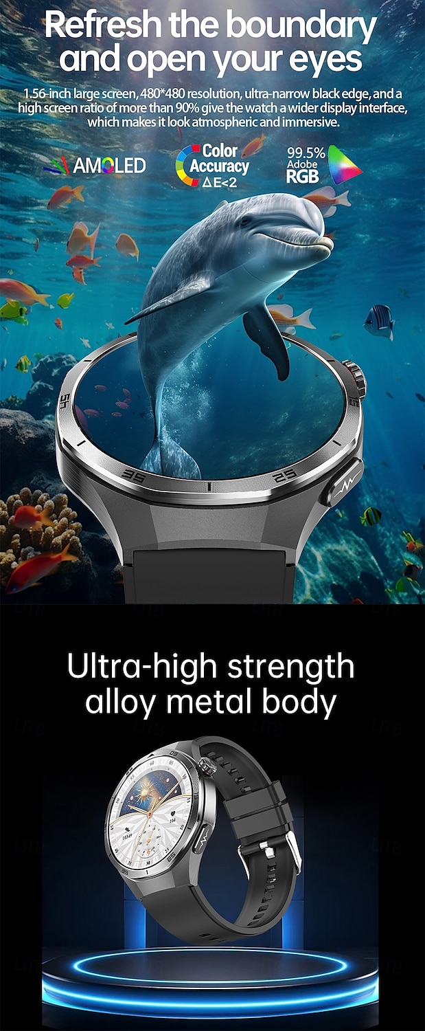 iMosi ET456 Smart Watch 1.56 inch Smartwatch Fitness Running Watch Bluetooth ECG+PPG Temperature Monitoring Pedometer Compatible with Android iOS Women Men Hands-Free Calls Waterproof Media Control 2025 - $63.99 –P3