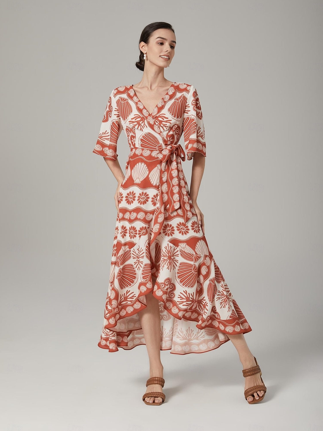 Per donna Abito in Raso Abito Lungo Maxi Abito Arancione Nodo frontale Vacanza XS S M del 2025 a $71.99 –P1