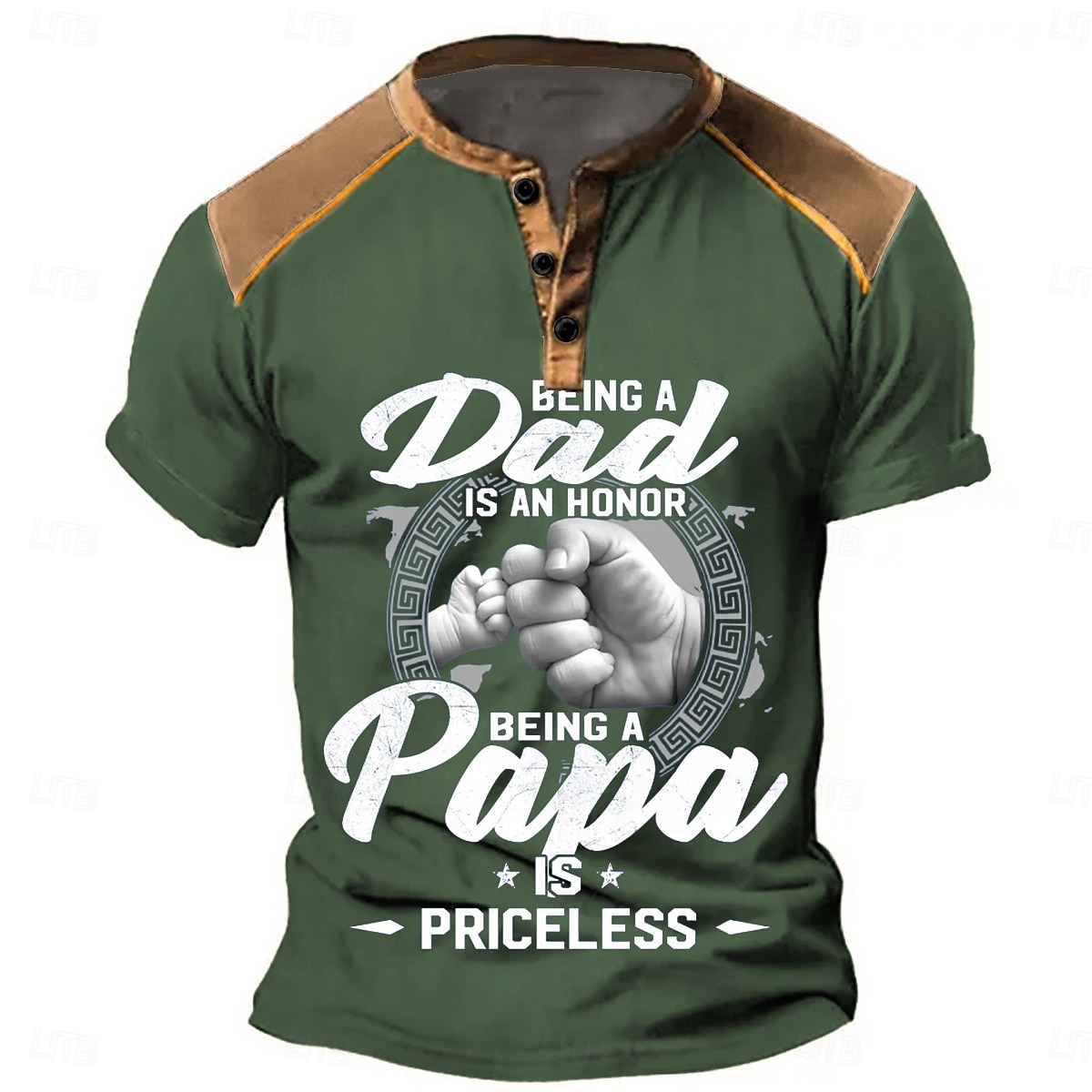 Maglietta Grafica da Uomo Henley 'Essere Papà È Un Onore Essere Nonno È Inestimabile' Regalo per la Paternità Maniche Corte del 2026 a $22.99 –P1