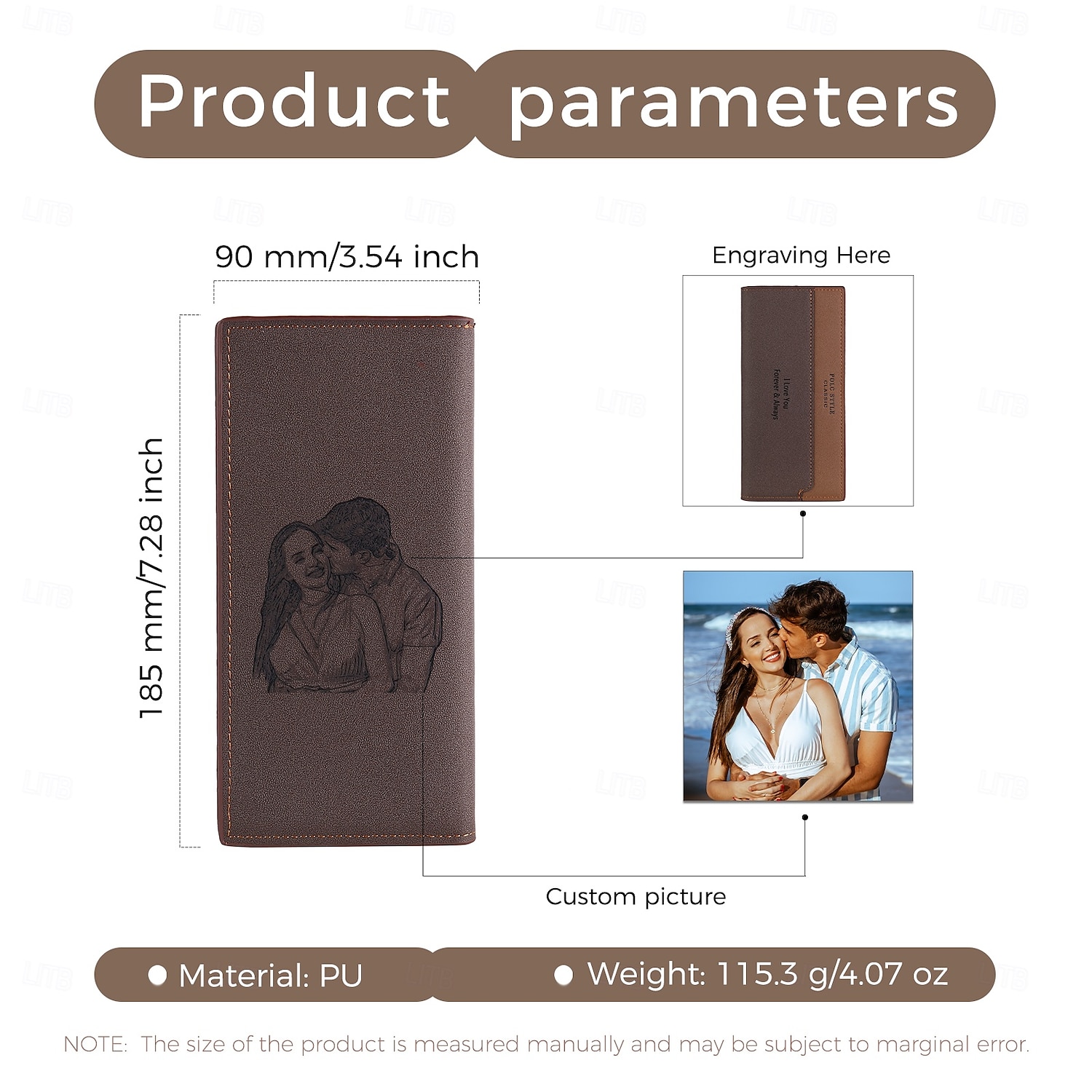 Gepersonaliseerde Foto Lederen Portemonnee Aangepast Beste Cadeau voor Vader Gegraveerde Portemonnee voor Echtgenoot Vriend Vaderdag Verjaardag Jubileum Bruiloft Cadeau 2025 - $15.49 –P7