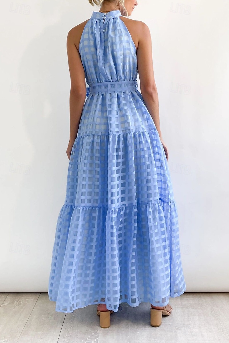 Femmes Robe Longue Maxi Robe Robe de remise des diplômes Robe à col licou Mode Moderne Fête Remise des Diplômes Date Coupe régulière Uni Sans manches Col Halter Cyan Noir Violet Claire Vert Été de 2025 ? $27.99 –P5