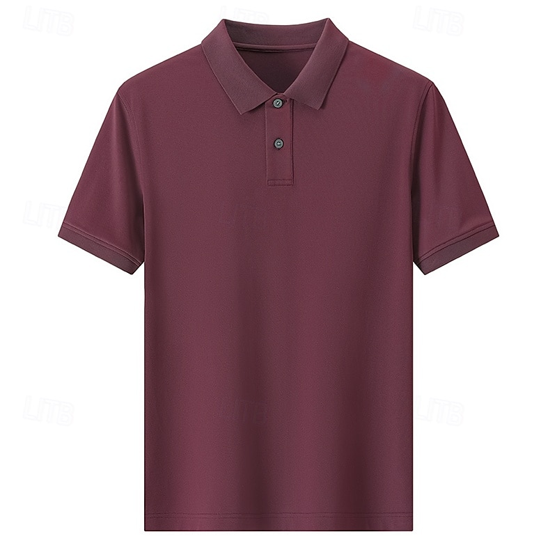 Herren Polo Strick-Polopullover Formell Arbeit Umlegekragen Kurzarm Einfarbig Button-Down Frühling Wein Dunkelgrau Schwarz Weiß Hellgrün Khaki Polo 2025 - $32.99 –P16