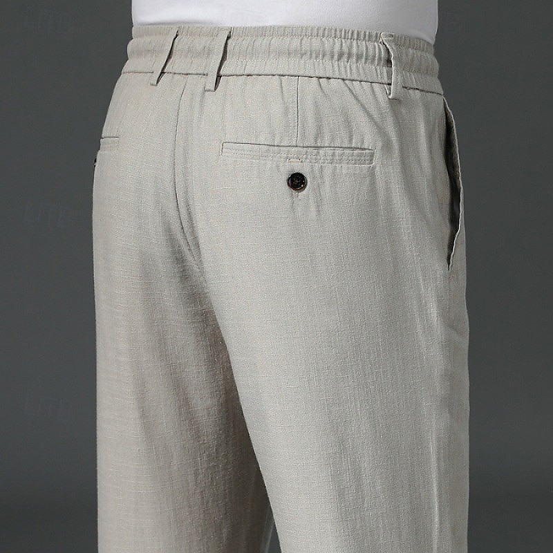 Herr Atletiska byxor Aktiva byxor Långbyxor Snörning Elastisk dragsko i midjan Ensfärgat Bärbar Fullängd Formell Bröllop Utomhus Elegant Semester Ljus kaki Svart Microelastisk 2025 - $46.99 –P15