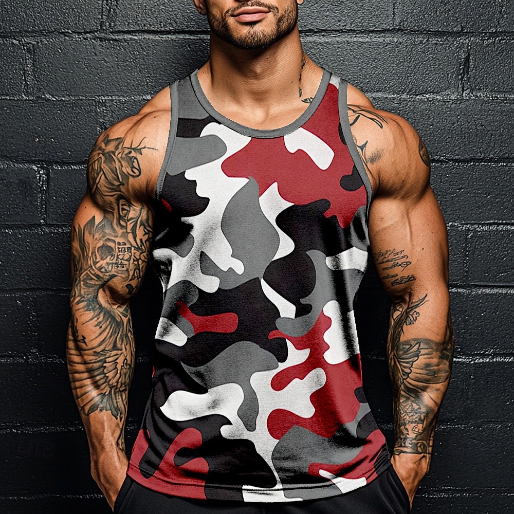 Men's Camo Camouflage T Shirt Vest Top Sleeveless T shirt 3D Print Crew Neck Shirt Vacation Casual Hawaiian Holiday Green 1# Green 2# Blue 2# Summer Spring Clothing Apparel S M L XL XXL XXXL 2025 - $17.49 –P6