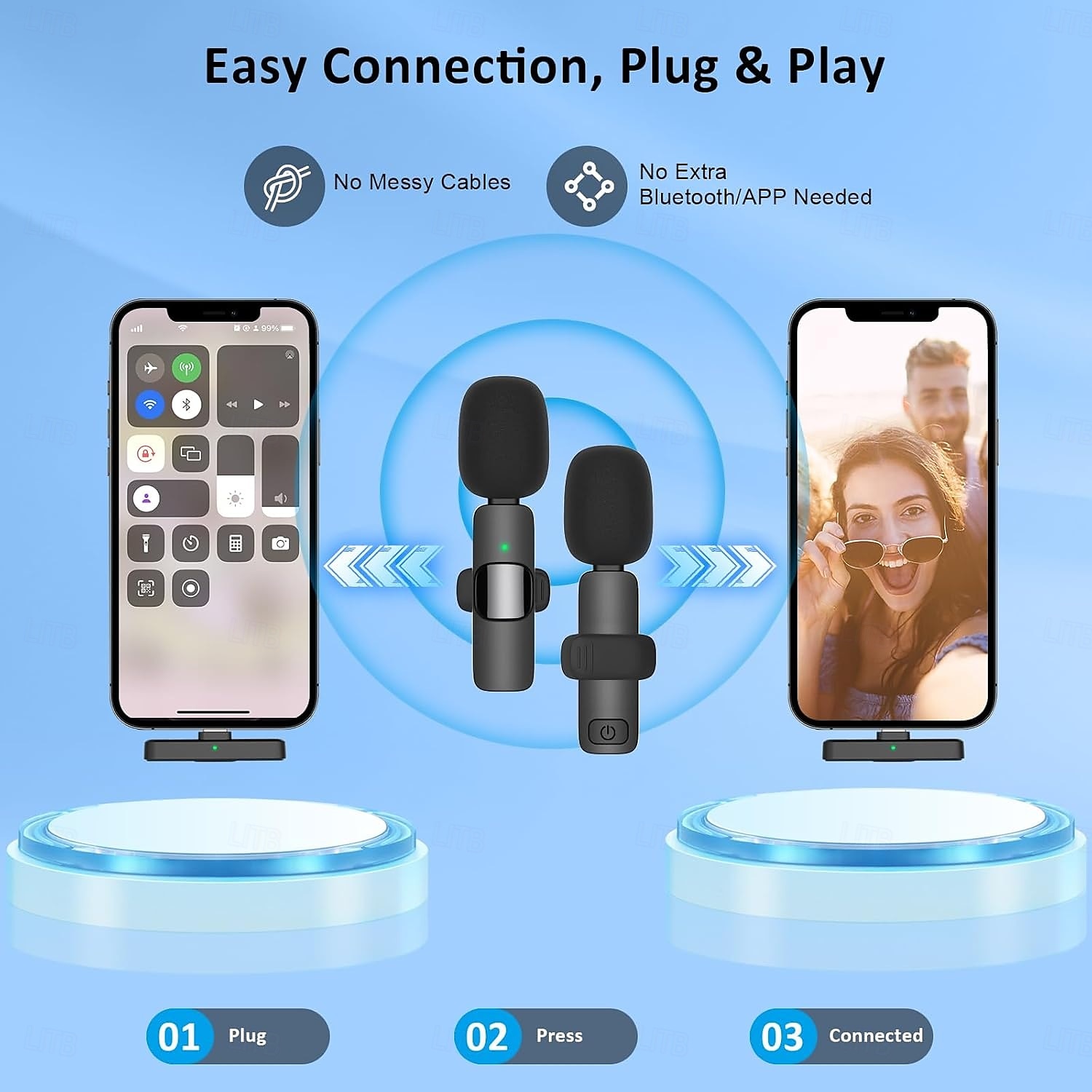 trådløs lavalier mikrofon bluetooth lapel telefon mikrofon for videoopptak - mini klipp på mikrofoner for iphone  & android 2025 - $38.99 –P6