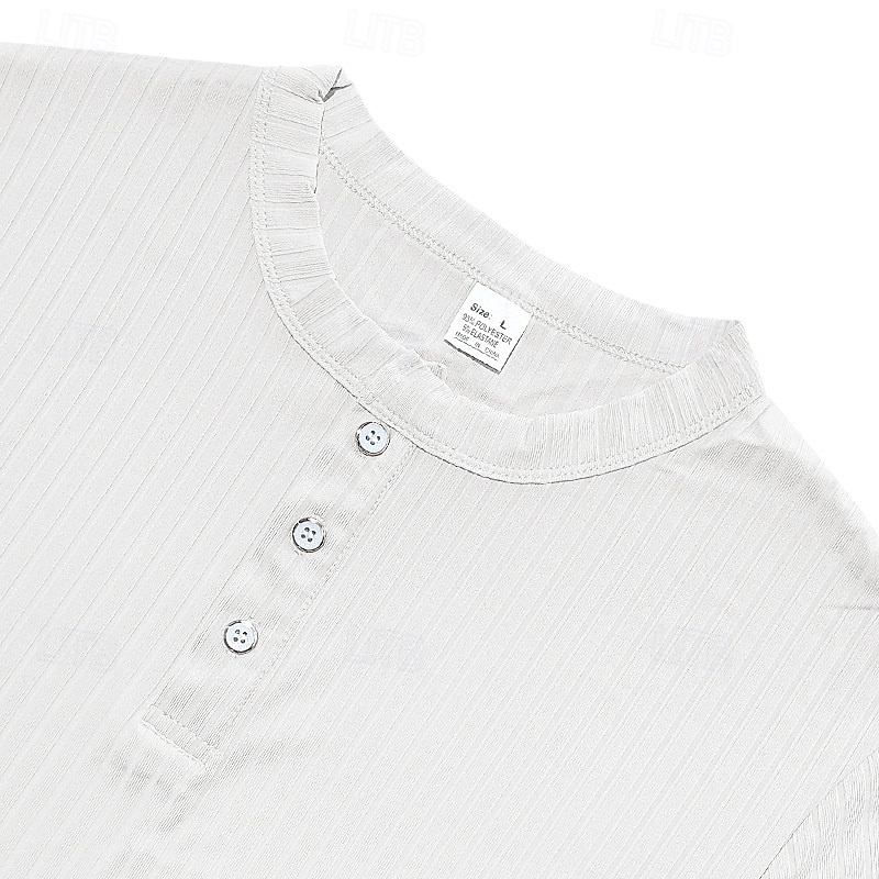 Hombre Camiseta con botones Camiseta Henley Shirt Tee Manga Corta Henley Verano Primavera Plano Moda Design Básico Jacquard Vacaciones Calle Noche Negro Blanco Rojo Camiseta superior para hombre 2025 - $20.99 –P5