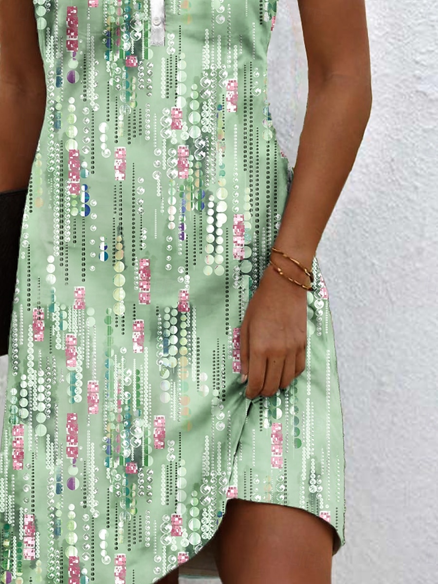 Kvinnors Mini Klänning Casual Klänning Sundress Sommarklänning Casual Semester Daglig Högtidsklänning Regular Passform Blommig Grafisk Bohemisk Ärmlös Klippt Hals Ljus Grön Sommar Vår 2025 - $21.99 –P3
