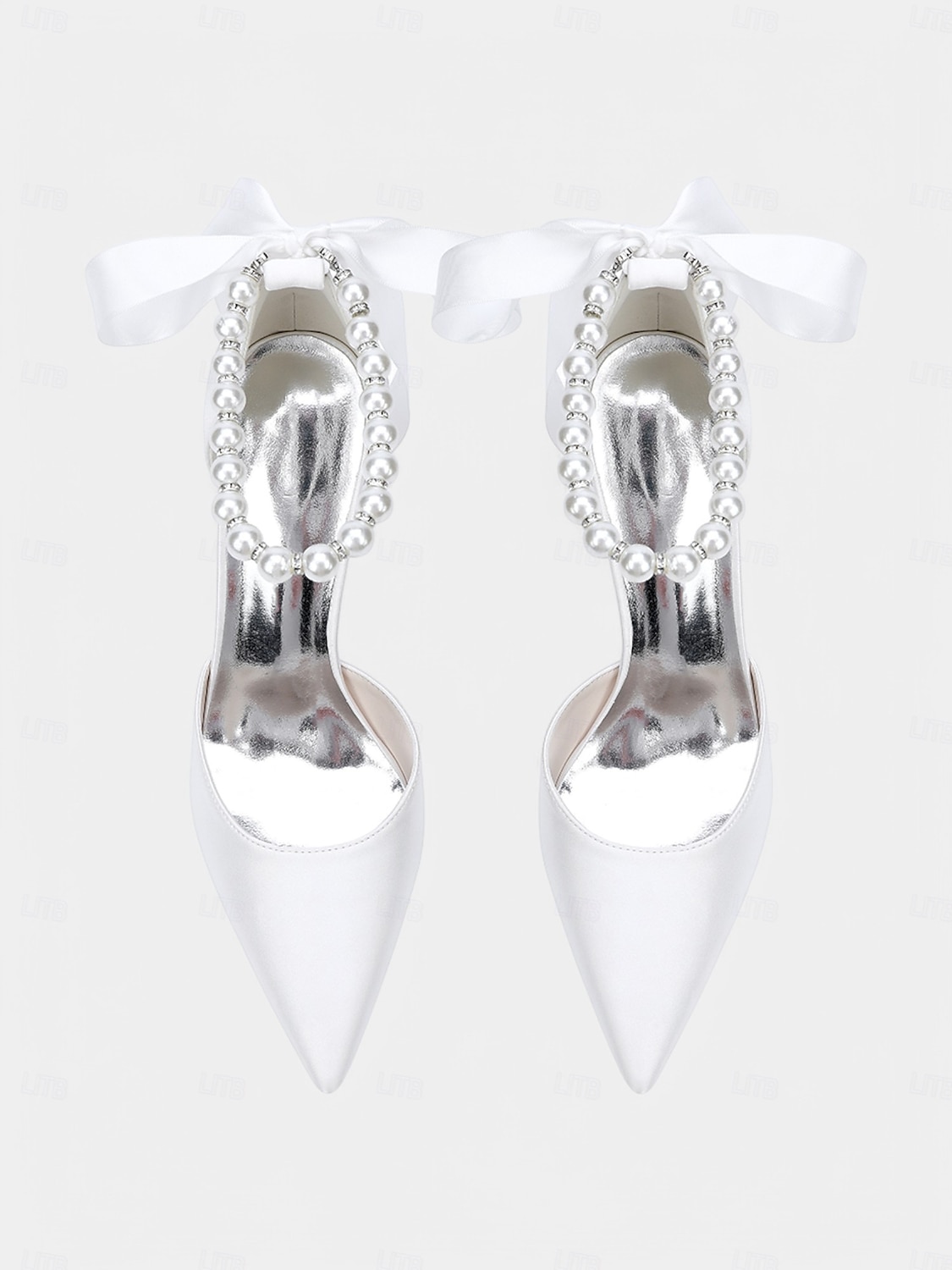 Women's Champagne Satin Wedding Heels with Pearl Ankle Strap - Elegant Bridal & Cocktail Stiletto Pumps 2025 - $59.99 –P3