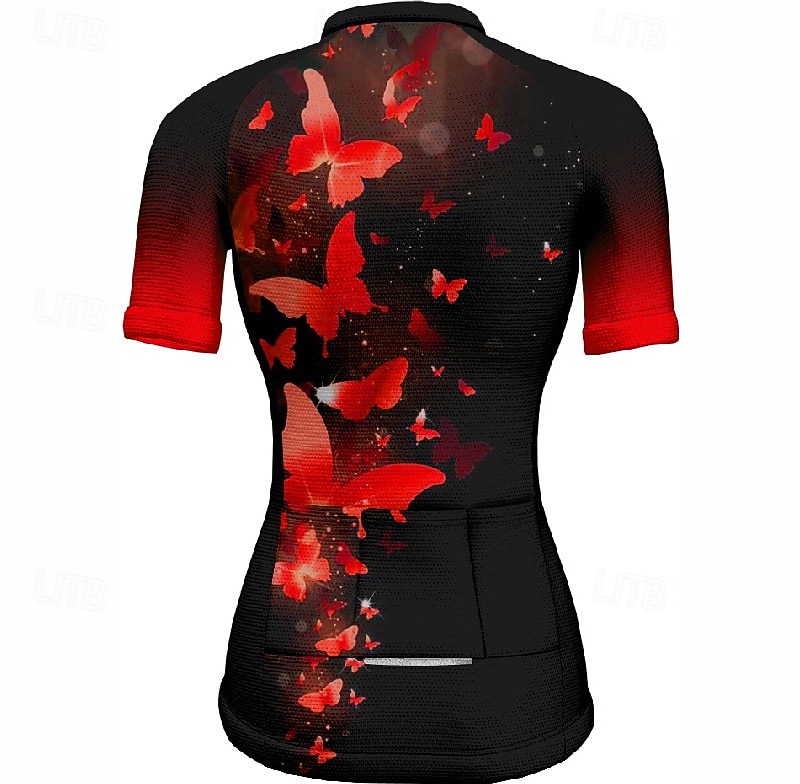 Pentru femei Jersey de ciclism Fluture Manșon scurt Bicicletă Tricou Tee Jerseu cu 3 buzunare spate Ciclism montan Uscare rapidă Proiectare anatomică Wicking Respirabil Sport Rosu Albastru Verde 2026 - $23.99 –P10