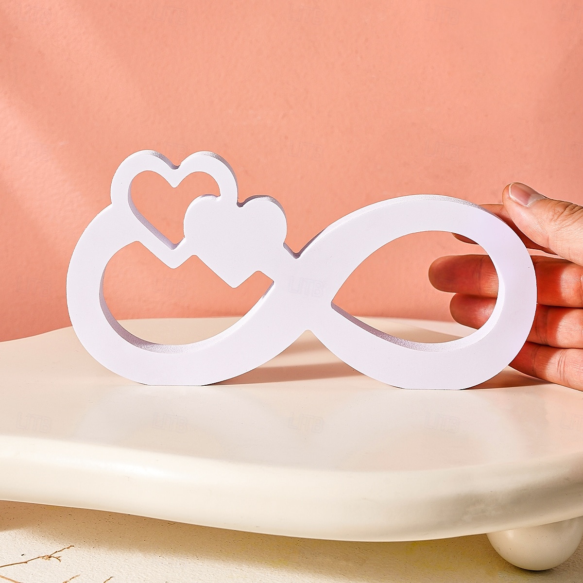 Minimalist White Infinity Symbol with Heart Decor – PVC Tabletop Ornament for Home Decoration, Festive Decor, and Warm Wedding Theme Display 2025 - $8.99 –P7