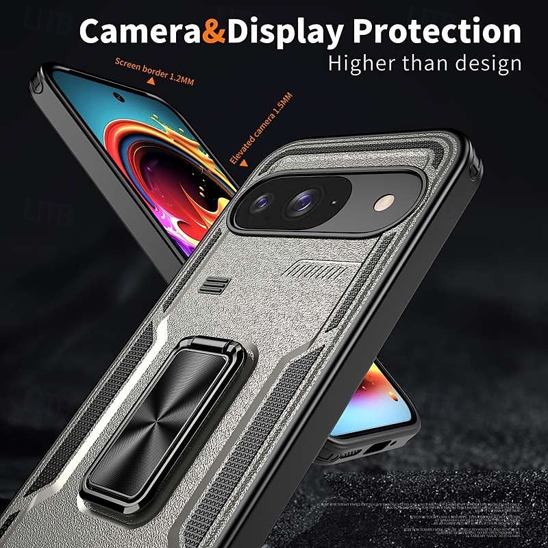 Phone Case For Google Pixel 9 Pro Pixel 9 Pro XL Pixel 9 Back Cover Ring Holder Magnetic Shockproof Retro TPU PC 2025 - $13.99 –P9