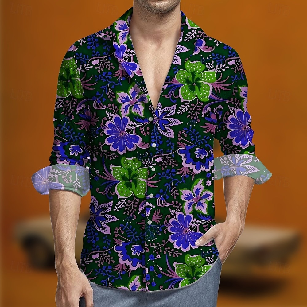 Retro Antiguo Años 70 Camisas Camisa hawaiana Hippie Floral Disfraz Hombre Mascarada Fiesta Ropa Cotidiana Desfile del orgullo Adulto Camisas 2026 - $23.99 –P3