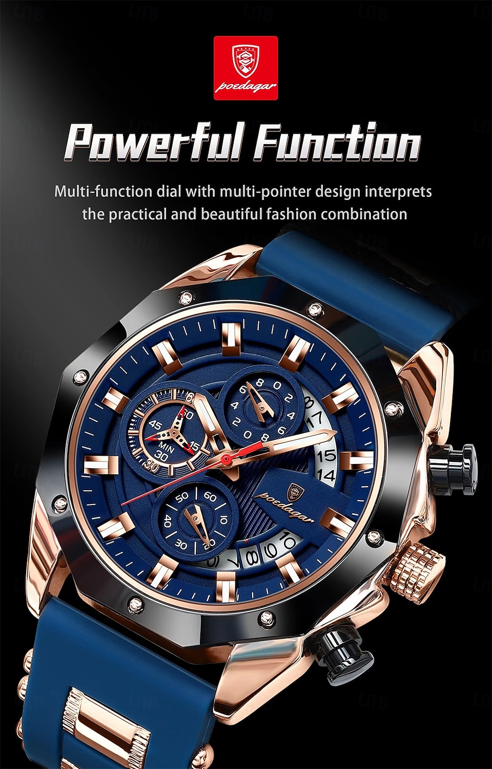 POEDAGAR Fashion Men Watch Waterproof Luminous Chronograph Date Man Wristwatch Silicone Strap Luxury Sports Men's Quartz Watches 2025 - $37.99 –P4