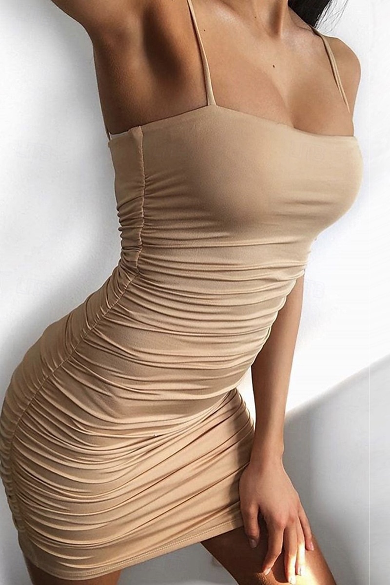 Per donna Mini Abito Abito Bianco Abito da laurea Abito Sottoveste Abito arricciato Moda Laurea Data Uscire Vestibilità regolare Semplice Senza Maniche Spalline sottili Rosa cipria Nero Bianco Rosso del 2025 a $19.99 –P13