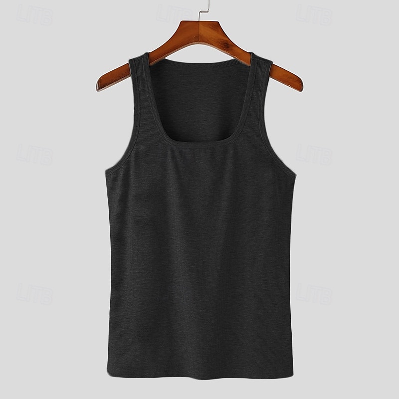 Herren Tank Top Weste Unterhemd Ärmelloses Shirt Ärmellos Quadrathals Sommer Einfach Mode Designer Basic Urlaub Straße Ausgehen Schwarz Weiß Top T-Shirt für Herren 2025 - $14.99 –P7