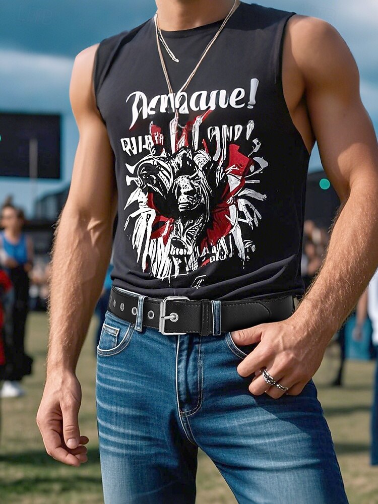 męski pasek punk rockowy z ćwiekami – czarny pasek ze sztucznej skóry w stylu gotyckim z nitami i metalową klamrą do jazdy na motocyklu, na koncerty i festiwale 2025 - $18.99 –P1