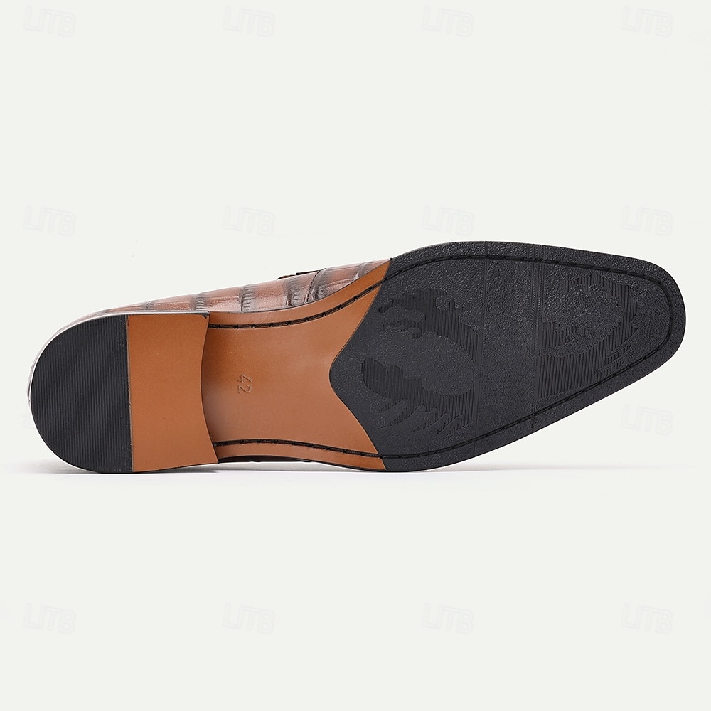 Men's Classic Brown Crocodile Pattern Leather Dress Shoes - Ideal for Business Meetings and Kentucky Derby 2026 - $99.99 –P7