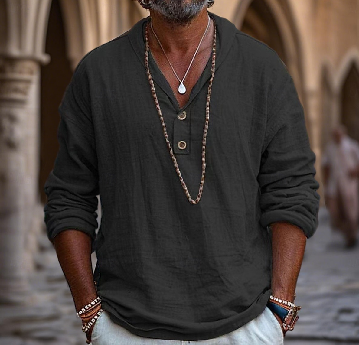 Retro Vintage Medieval Renaissance Shirt Pirate Viking Solid Color Men's Pirate Halloween Carnival Vacation Casual Daily LARP Adults' Shirt Spring & Summer 2025 - $29.99 –P7