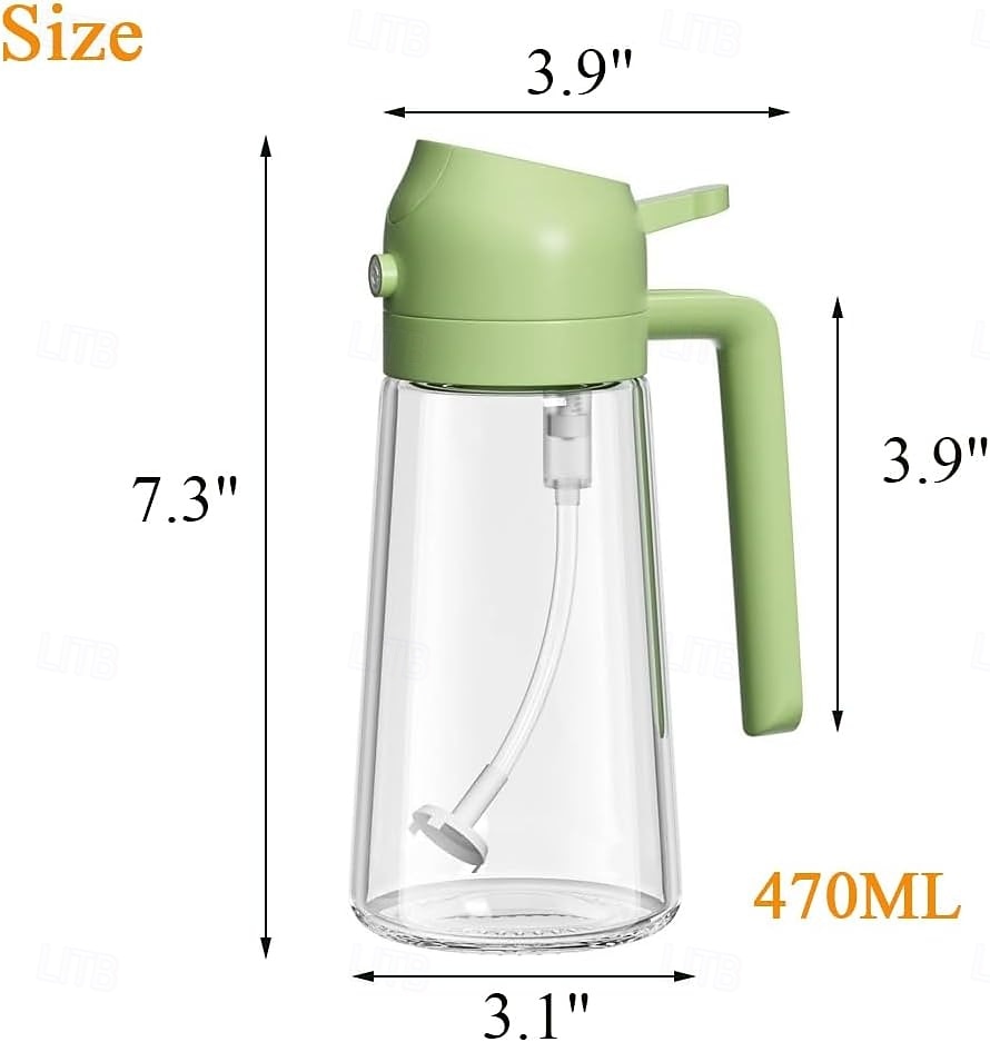 Distributore di olio 2 in 1, spruzzatore anti-perdita in vetro per cucina, bottiglia di olio a doppia funzione per friggitrice ad aria e cottura del 2026 a $9.99 –P2