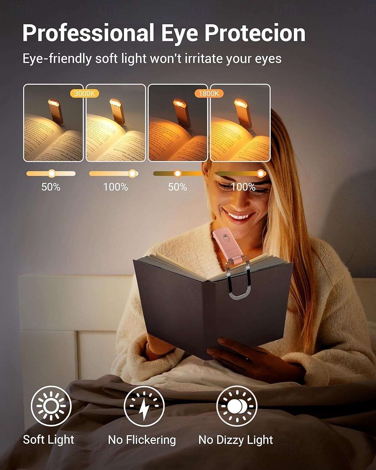USB Rechargeable Book Light for Reading in Bed Clip-on LED Reading Lamps Portable Bookmark Lights for Kids Book Lovers Warm White Brightness Adjustable for Eye Protection (Pink White Black Blue) 2025 - $12.49 –P13