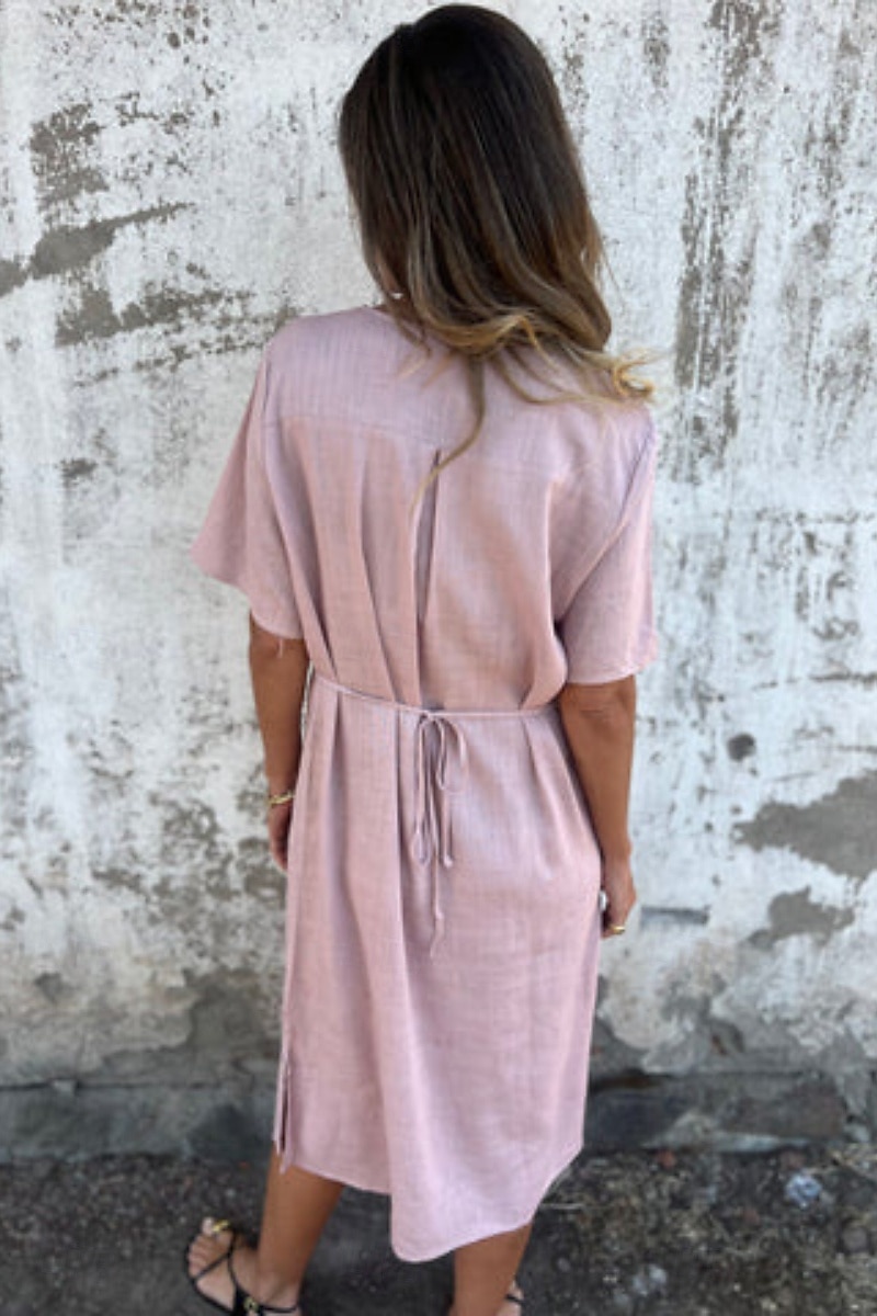 Damen Midikleid Baumwoll-Leinenkleid Mode Basic Täglich Ausgehen Strand Normale Passform Blume Kurzarm V Ausschnitt Weiß Gelb Rosa Wein Sommer 2025 - $24.99 –P6
