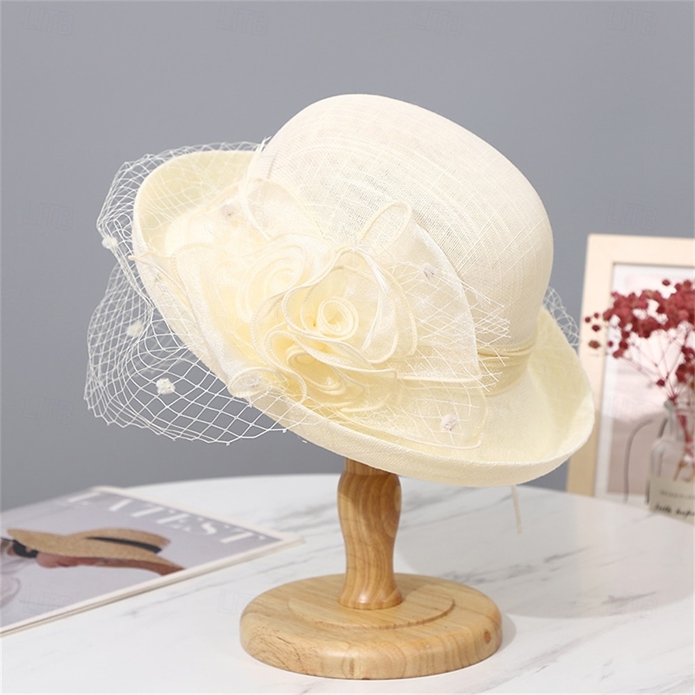 Pălării pălărie de soare din organza vacanță petrecere de ceai curse de cai cocktail elegantă vintage cu accent floral de accesorii pentru cap 2026 - $21.99 –P8