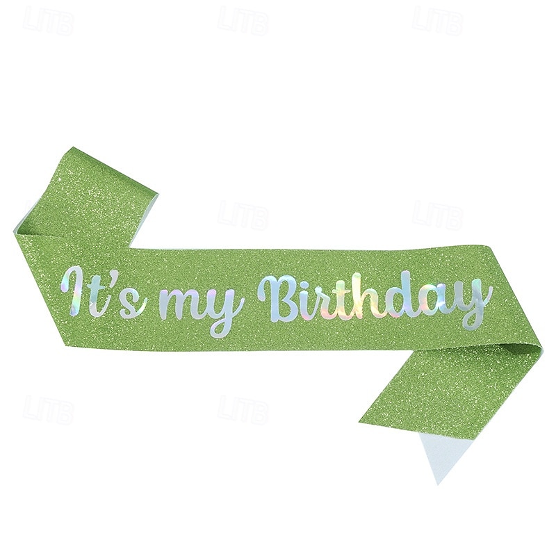 fascia per festa di compleanno in tessuto elastico glitterato, fascia "è il mio compleanno", cintura scintillante per feste per decorazioni per feste di compleanno per bambine del 2025 a $4.99 –P7