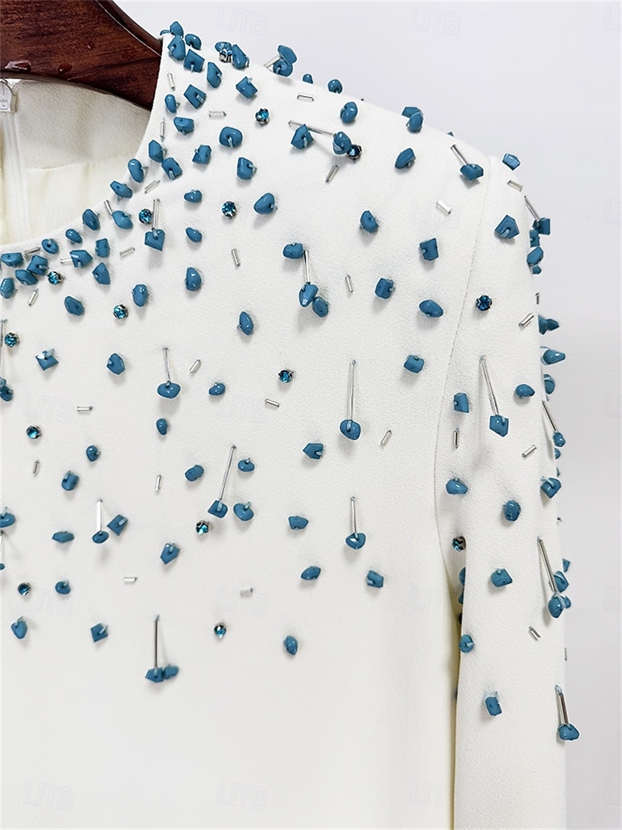 A-Lijn Quinceanera Jurken Elegante Jurk Bruiloft Bruidsmeisjes Vloerlengte Lange Mouw Ronde Hals Katoen met Parelmoer 2025 - $163.99 –P5