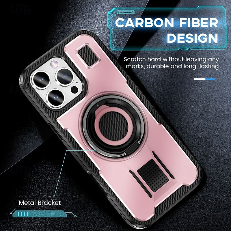Phone Case For iPhone 16 15 14 Pro Max Plus 13 12 Pro Max Back Cover Ring Holder Shockproof Retro TPU PC 2025 - $9.99 –P15