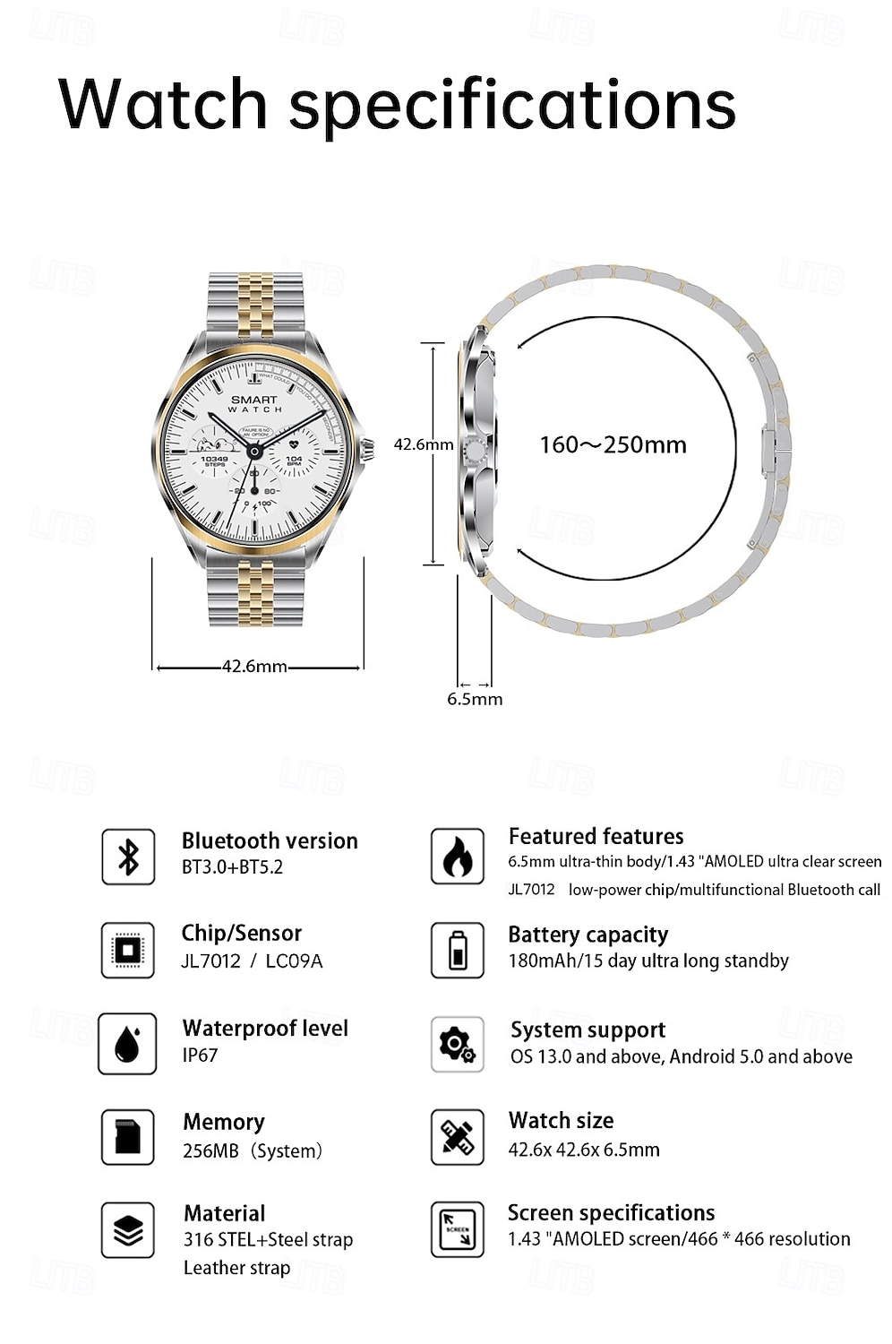 696 TN88 Orologio intelligente 1.43 pollice Intelligente Bracciale Bluetooth Pedometro Avviso di chiamata Monitoraggio del sonno Compatibile con Android iOS Da donna Da uomo Chiamate in vivavoce del 2025 a $65.99 –P19