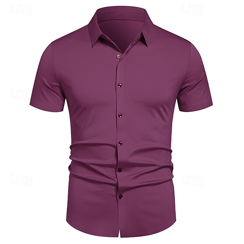 Men's Dress Shirt Button Up Shirt Plain Wedding Party Black White Red Blue Short Sleeve Lapel Spring &  Fall Clothing Apparel 2025 - $24.99 –P5