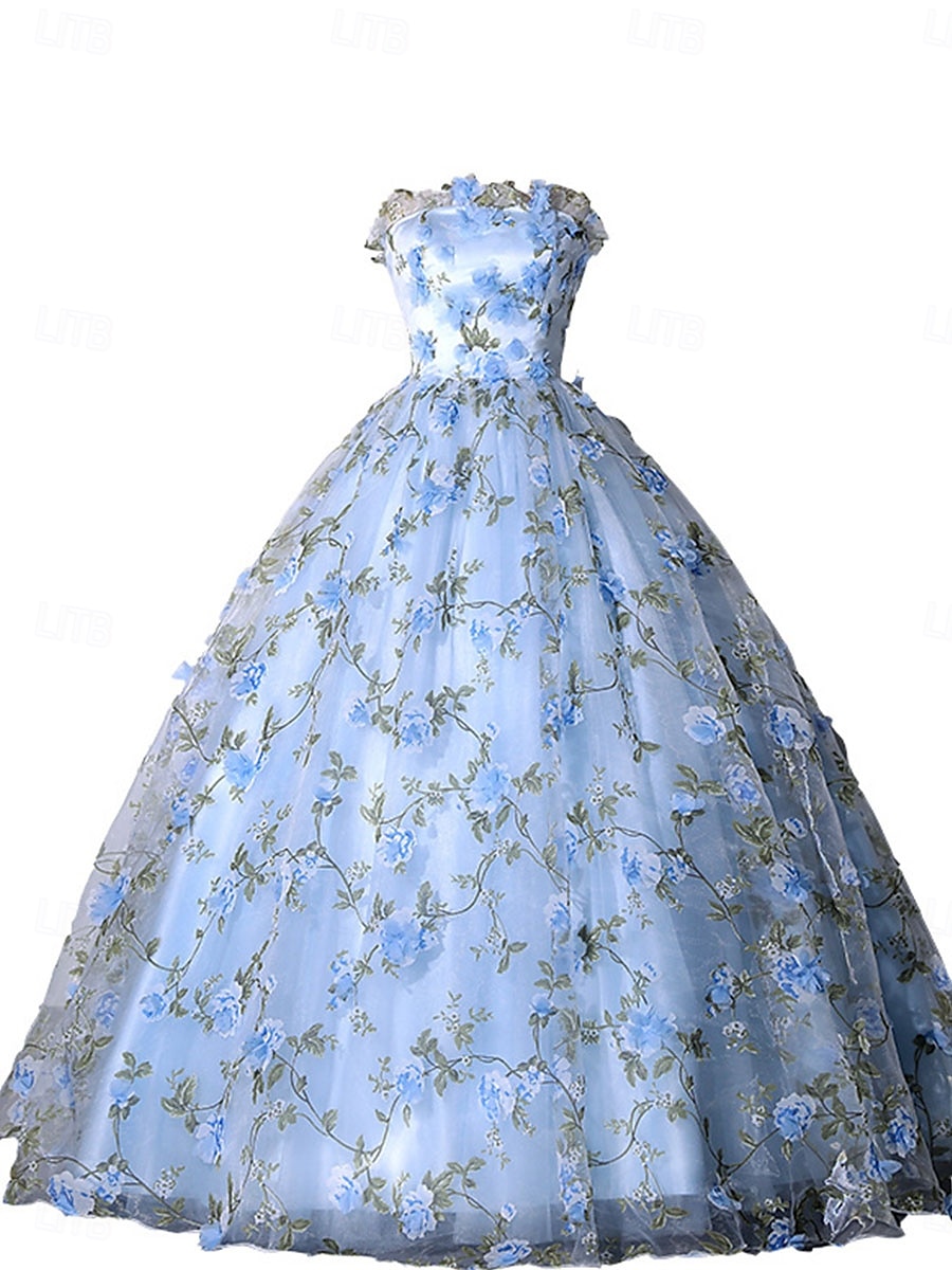 Ball Gown A-line šaty na quinceanera Elegantní Šaty Svatební Svatební Host Délka Podlahy Bez Rukávů Bez Ramen S polyesterem Krajkovým Květinovým Vzorem Krepováním 2025 - $117.99 –P5