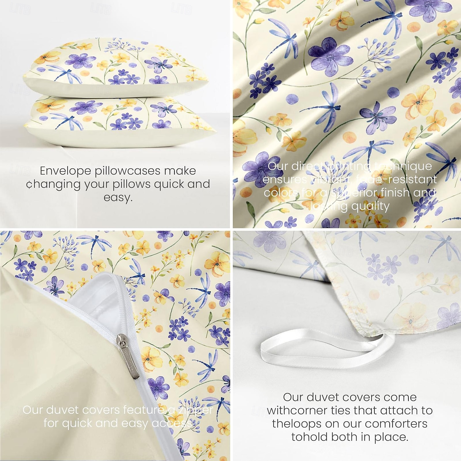 Copertura per piumone floreale set di biancheria da letto singolo copripiumino morbido e leggero con 2 federe per estate e primavera del 2025 a $60.99 –P5