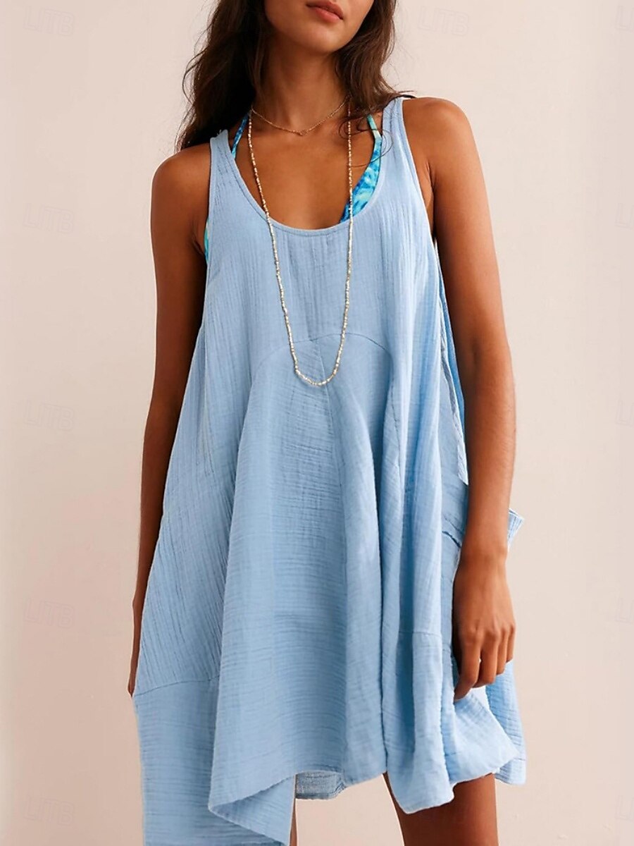Women's Mini Dress Petite Dress Casual Dress Summer Dress Slip Dress Fashion Classic Modern Daily Beach Weekend Regular Fit Plain Sleeveless U Neck Black Navy Blue Blue Green Summer 2025 - $18.49 –P13