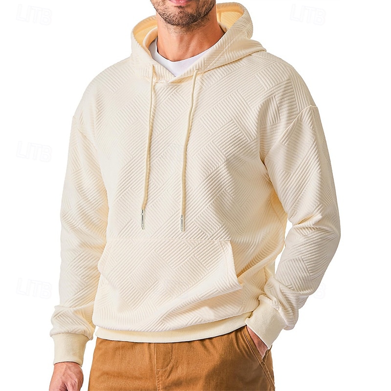 Bărbați Hanorac cu Glugă Caisă Negru Capișon Simplu Jacquard Buzunar Sporturi & Exterior Zilnic Concediu Poliester Șic Stradă De Bază Casual Vară Primăvară Îmbrăcăminte Hanorace hanorace 2025 - AU $36.39 –P2