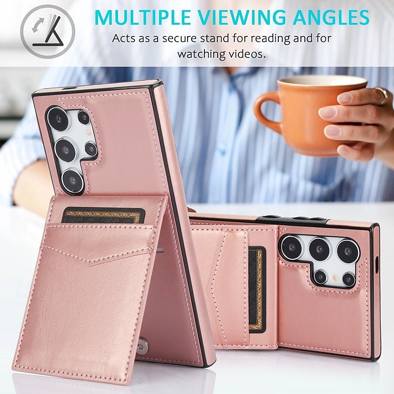 Phone Case For Samsung Galaxy S25 S24 S24 FE S23 S22 S21 Ultra Plus S20 Back Cover with Stand Holder Card Slot Shockproof Retro TPU PU Leather 2025 - $13.99 –P6