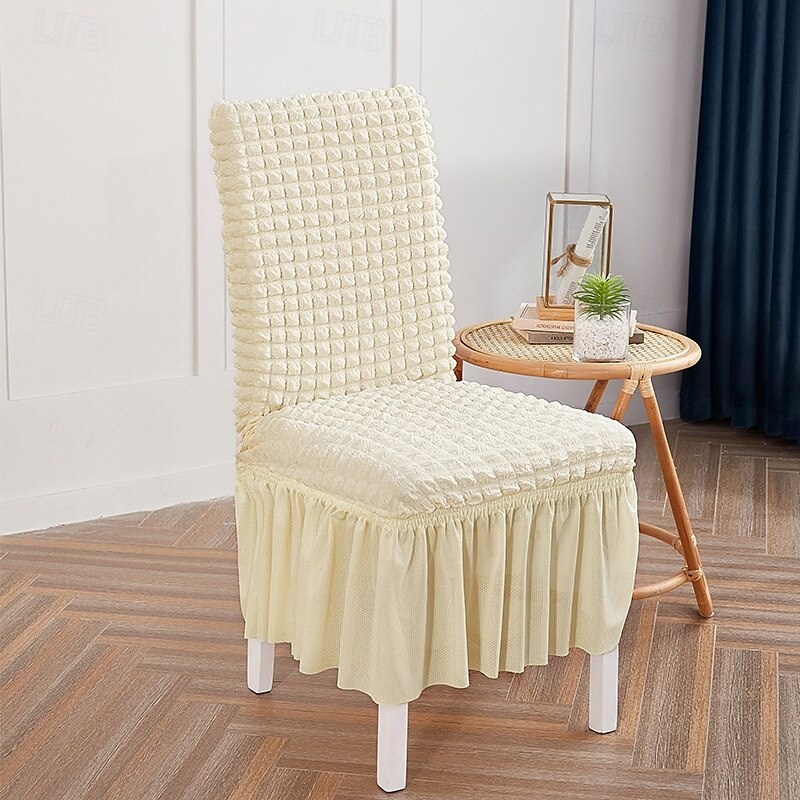 capas para cadeiras de jantar, capa elástica para cadeira removível e lavável capa para cadeira sala de jantar cor sólida xadrez pequeno com saia capas para cadeiras de banquete poliéster de 2025 por $15.49 –P9