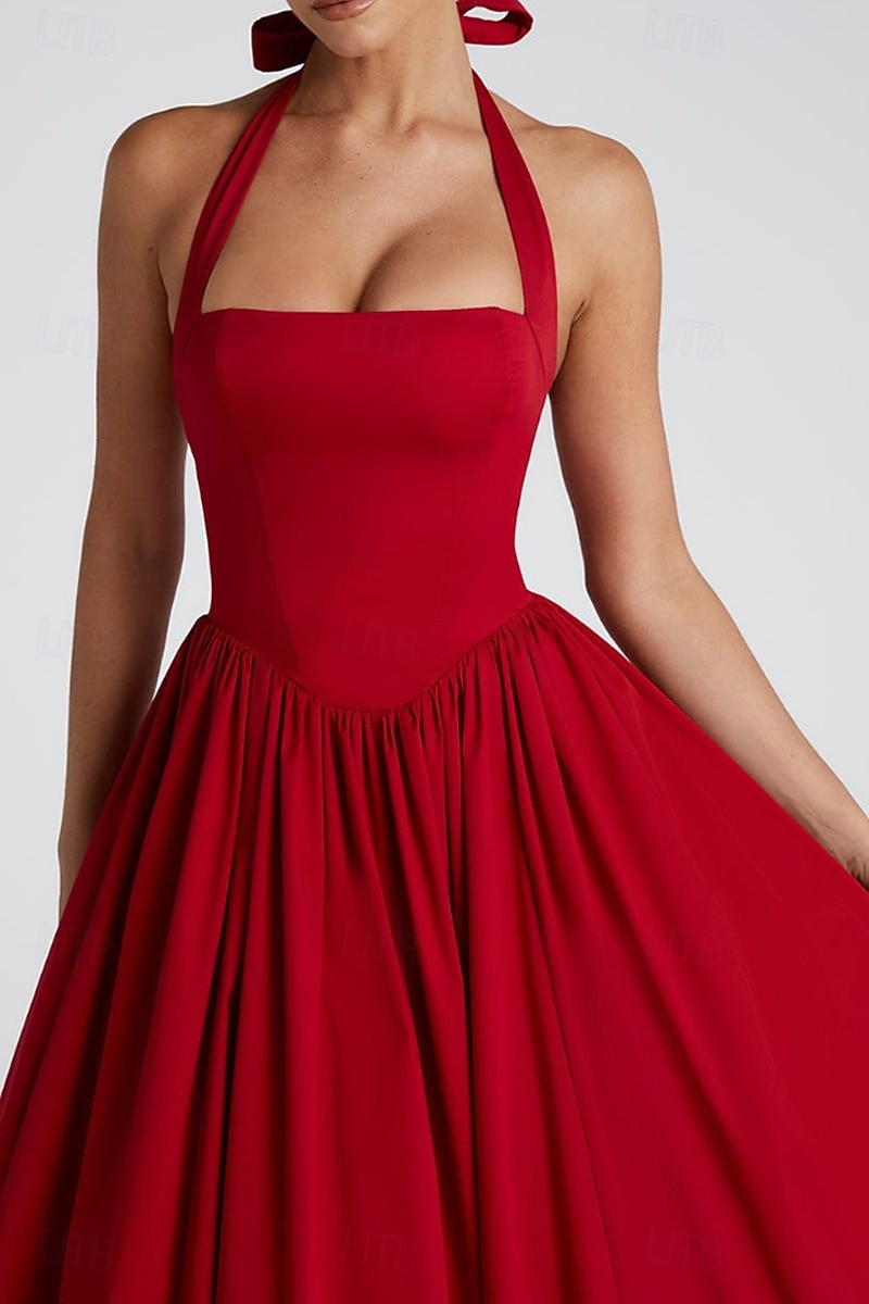 Pentru femei Rochii Midi Rochie albă Rochie de absolvire Modă Modern Zi de Naștere Concediu Absolvire Fit regulat Simplu Fără manșon Gâtul halter Negru Alb Roșu-aprins Vară 2025 - $32.99 –P20