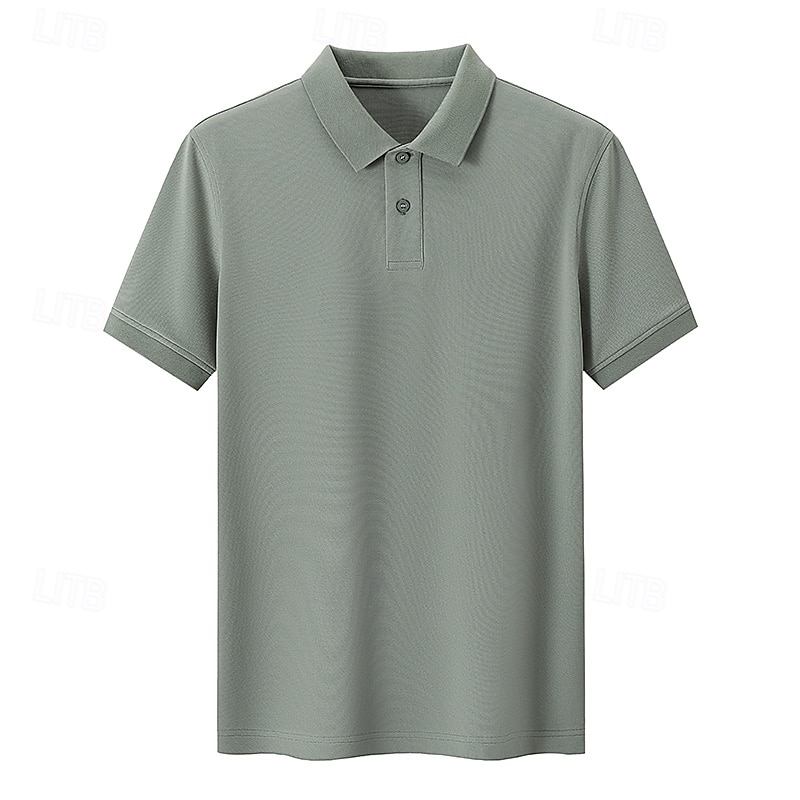 Herren Polo Strick-Polopullover Formell Arbeit Umlegekragen Kurzarm Einfarbig Button-Down Frühling Wein Dunkelgrau Schwarz Weiß Hellgrün Khaki Polo 2025 - $32.99 –P12