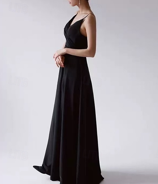 Rochie de Seară A-Line Rochie Elegantă pentru Petrecere de Seară Lungime până la Pământ Fără Mânecă Decolteu în V Bumbac Fără Spate cu Fisură Mâneci Sifonate 2025 - $133.99 –P1