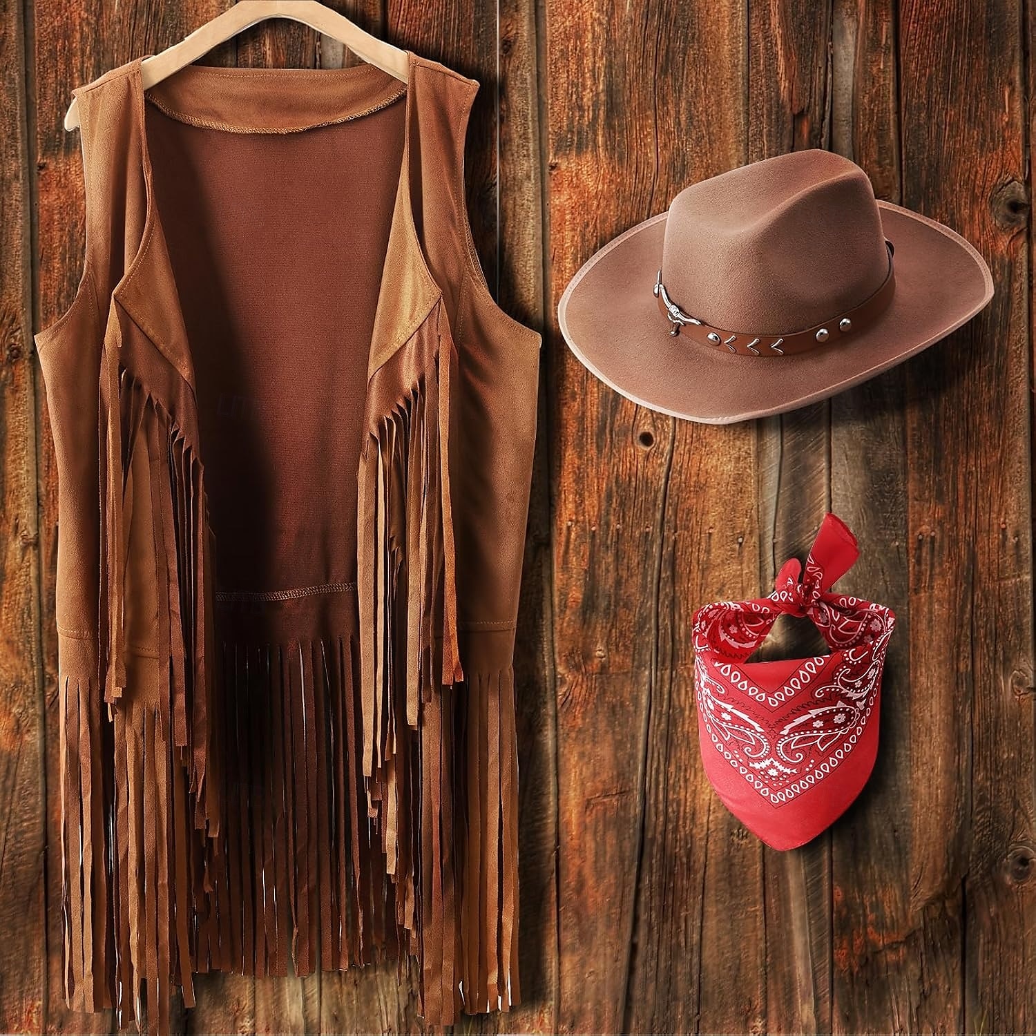 Western Outfits for Women Cowgirl Tassel Sleeveless Vest Cowboy Hat and Paisley Bandana 2025 - $30.99 –P8