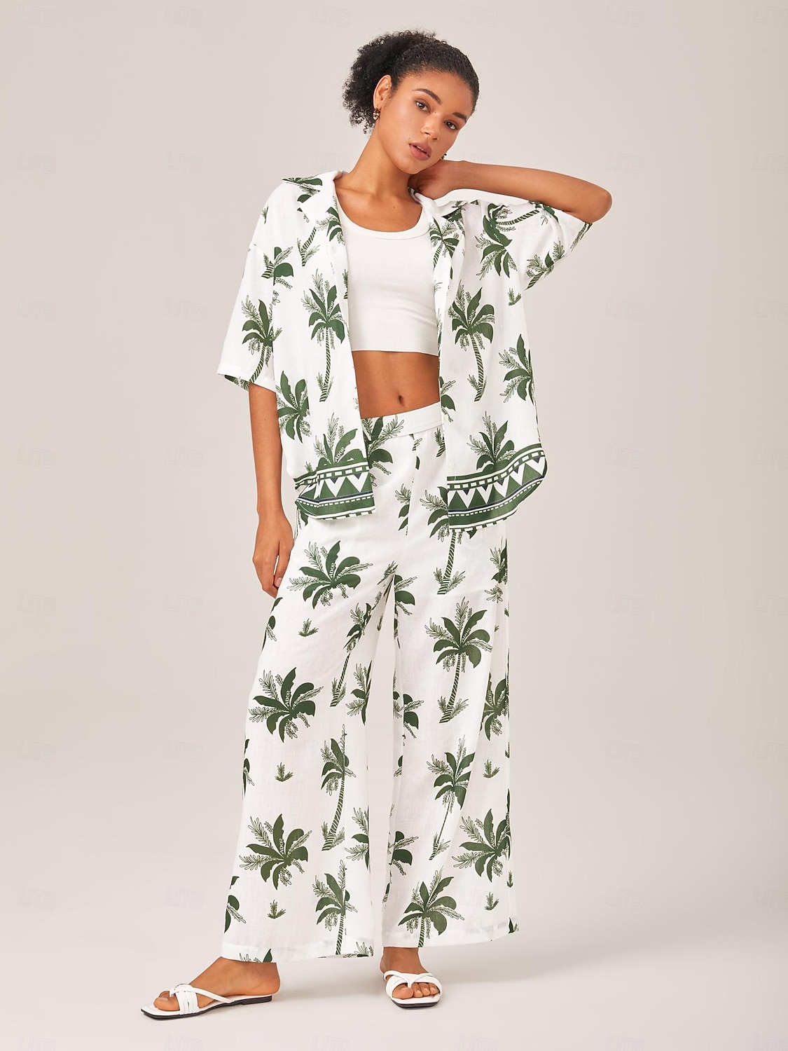 Femmes Col de chemise Vacances Tropical Mode Vert XS S M Été de 2025 ? $89.99 –P7